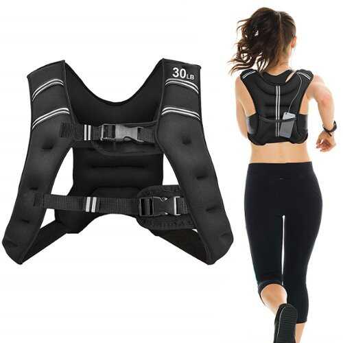 Rent to own Costway - 30 lb. Workout Weighted Vest with Adjustable Mesh Bag Buckle - Black