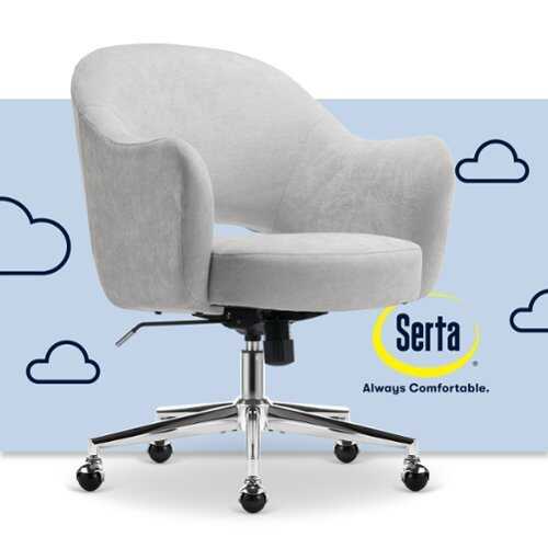 Rent to own Serta - Mia Retro-Modern Soft Velvet Upholstery Ergonomic Home Office Chair - Light Gray