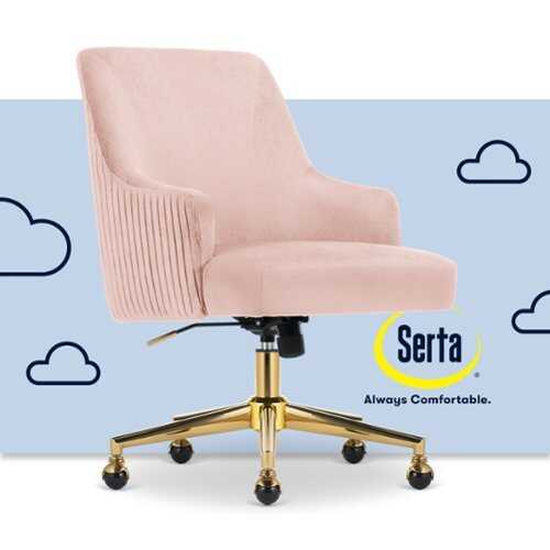 Rent to own Serta - Scarlett Stylish Mid-Century Modern Soft Velvet Upholstered Home Office Chair - Pink - Gold Base