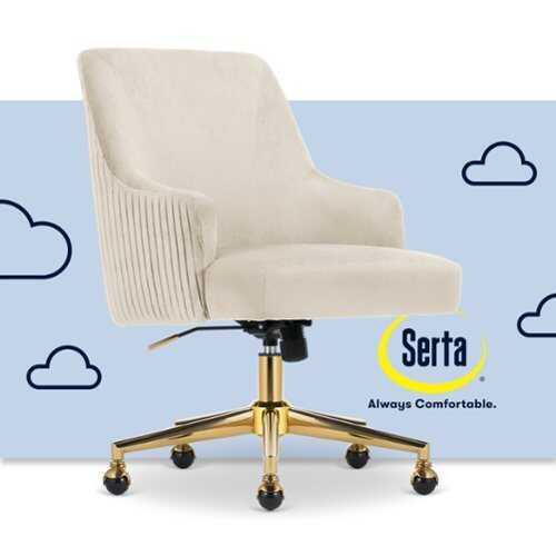 Rent to own Serta - Scarlett Stylish Mid-Century Modern Soft Velvet Upholstered Home Office Chair - Beige - Gold Base