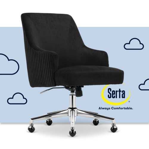 Rent to own Serta - Scarlett Stylish Mid-Century Modern Soft Velvet Upholstered Home Office Chair - Black - Silver Base