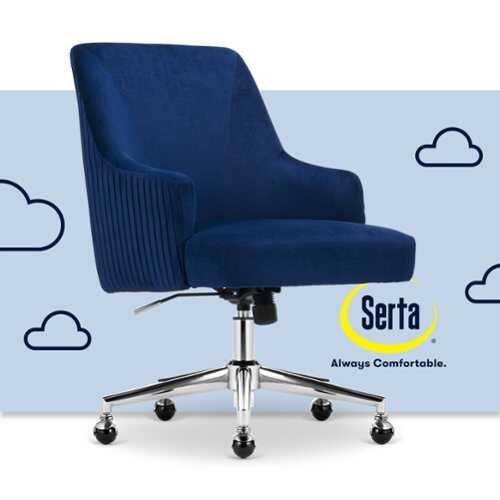 Rent to own Serta - Scarlett Stylish Mid-Century Modern Soft Velvet Upholstered Home Office Chair - Midnight Blue - Silver Base