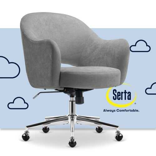 Rent to own Serta - Mia Retro-Modern Soft Velvet Upholstery Ergonomic Home Office Chair - Gray