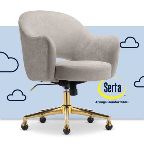 Rent to own Serta - Mia Retro-Modern Soft Velvet Upholstery Ergonomic Home Office Chair - Stoneware Beige