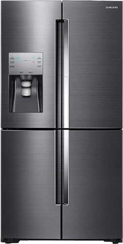 Rent To Own - Samsung - 22.1 Cu. Ft. 4-Door Flex French Door Counter-Depth Fingerprint Resistant Refrigerator with Food ShowCase - Black Stainless Steel