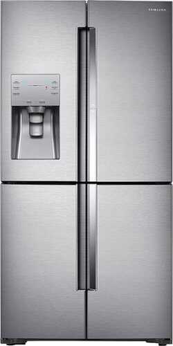 Rent To Own - Samsung - 22.1 Cu. Ft. 4-Door Flex French Door Counter-Depth Fingerprint Resistant Refrigerator with Food ShowCase - Stainless Steel