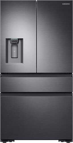 Rent To Own - Samsung - 22.6 cu. ft. 4-Door Flex French Door Counter Depth Refrigerator with FlexZone Drawer - Black Stainless Steel