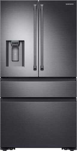 Rent to own Samsung - 22.7 Cu. Ft. 4-Door Flex French Door Counter-Depth  Fingerprint Resistant Refrigerator - Black Stainless Steel