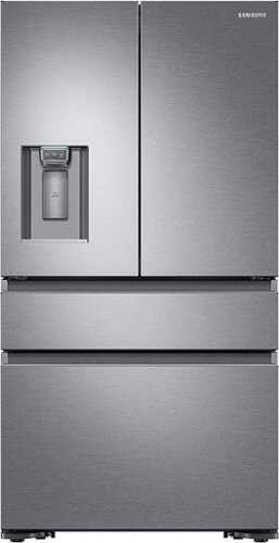 Rent To Own - Samsung - 22.6 cu. ft. 4-Door Flex French Door Counter Depth Refrigerator with FlexZone Drawer - Stainless Steel