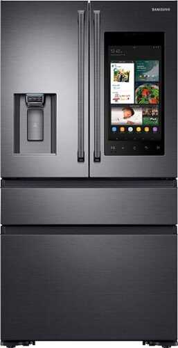 Rent to own Samsung - Family Hub 22.2 Cu. Ft. 4-Door French Door Counter-Depth Fingerprint Resistant Refrigerator - Black Stainless Steel