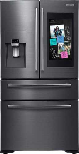 Rent To Own - Samsung - Family Hub 22.2 Cu. Ft. 4-Door French Door Counter-Depth Refrigerator - Black Stainless Steel