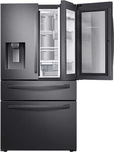 Rent To Own - Samsung - 22.4 cu. ft. 4-Door French Door Counter Depth Smart Refrigerator with Food Showcase - Black Stainless Steel