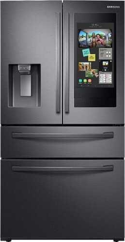 Rent To Own - Samsung - Family Hub 27.7 Cu. Ft. 4-Door French Door  Fingerprint Resistant Refrigerator - Black Stainless Steel