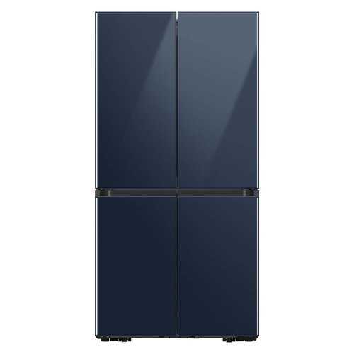 Rent to own Samsung - BESPOKE 29 cu. ft. 4-Door Flex French Door Smart Refrigerator with Customizable Panel Colors - Navy Glass