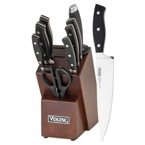Rent To Own - Viking 10-Piece True Forged Cutlery Set with Walnut Block - Multicolor