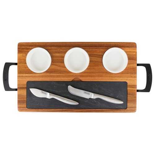 Rent To Own - Viking 7-piece Acacia Wood Slate Cheese Board-Charcuterie Set - Multicolor