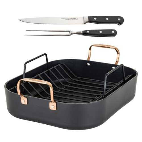 Rent To Own - Viking Hard Anodized Roasting Pan with Copper Handles, A Rack and Bonus Carving Set - Multicolor