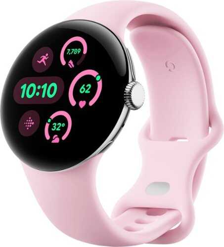 Rent To Own - Google - Pixel Watch 3 (41mm) Smartwatch with Rose Quartz Band - Wi-Fi - Polished Silver