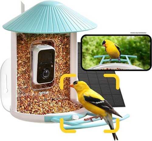 Rent To Own - BIRDFY - Smart Wild Bird Feeder w/HD Camera, Solar Power, and AI Enabled Bird Recognition - Blue and White