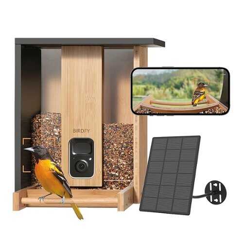 Rent To Own - BIRDFY - Smart Wild Bird Feeder Bamboo w/HD Camera, Solar Power, and AI Enabled Bird Recognition - Natural Bamboo & Black