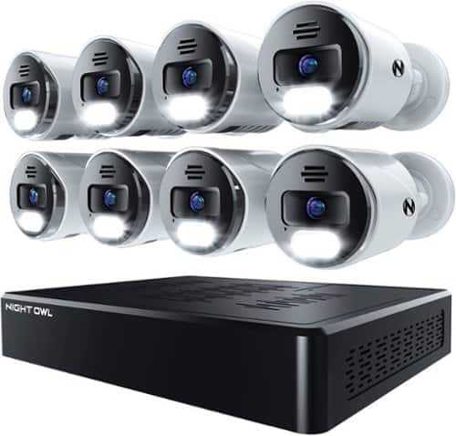 Rent to own Night Owl - 12-Channel, 8-Camera Indoor/Outdoor Wired IP 4K 2TB NVR Security System - Black and White - Black/White