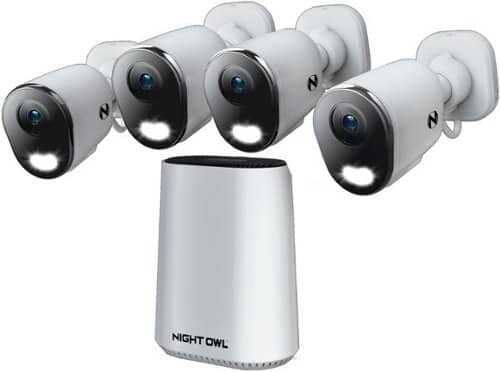 Rent to own Night Owl - 8-Channel, 4-Camera Indoor/Outdoor Plug-In Wi-Fi IP 4K 64GB Security System - White - White