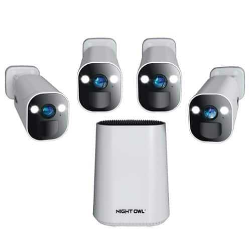 Rent to own Night Owl - 8-Channel, 4-Camera Indoor/Outdoor Wire Free 2K 64GB Security System - White - White