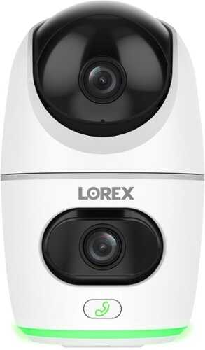 Rent to own Lorex - 2K Dual Lens Indoor Pan-Tilt Wi-Fi Security Camera - White