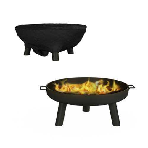 Rent to own Pure Garden 27.5-Inch Outdoor Fire Pit, Black - Black