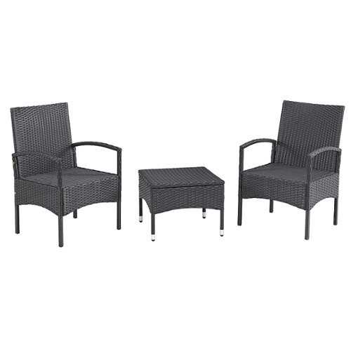 Rent to own Lavish Home 3PC Rattan Patio Furniture Set - Black