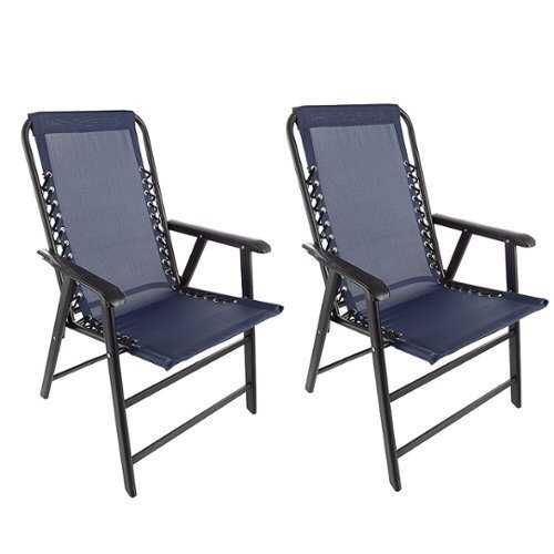 Rent to own Pure Garden Folding Camping Chairs – Set of 2 Lawn Chairs - Navy