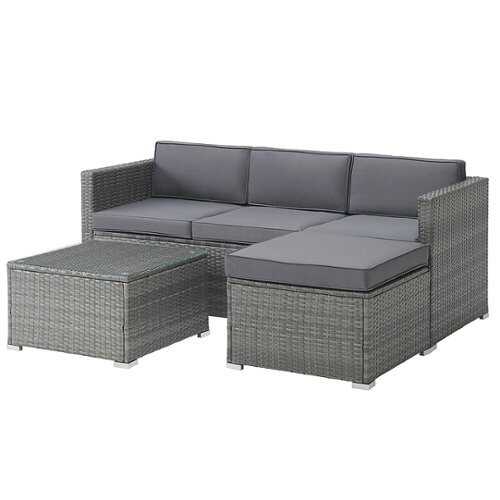 Rent to own Lavish Home 3PC Rattan Patio Furniture Set - Gray