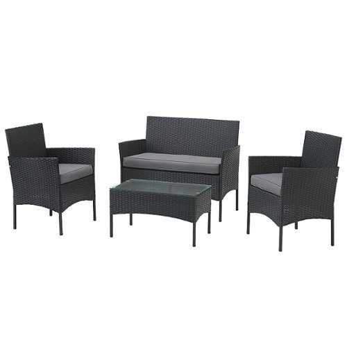 Rent to own Lavish Home 4PC Rattan Patio Furniture Set - Black