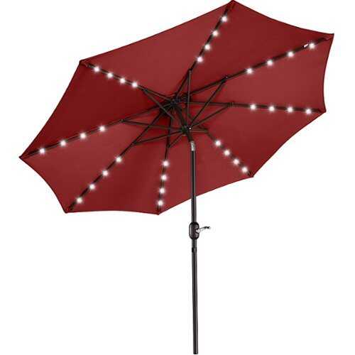 Rent to own Villacera 9FT Solar LED Patio Umbrella, Red - Red