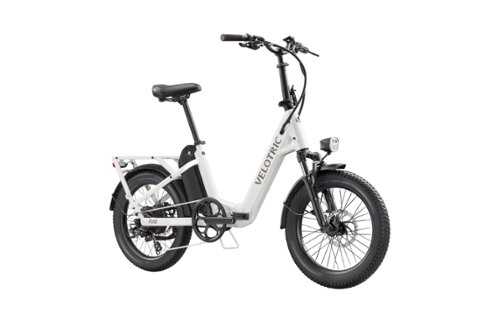 Rent to own Velotric - Fold 1 Step-Through Fat Tire Foldable Commuter Ebike with 55 miles Max Range and 28 MPH Max Speed UL Certified - Pearl White