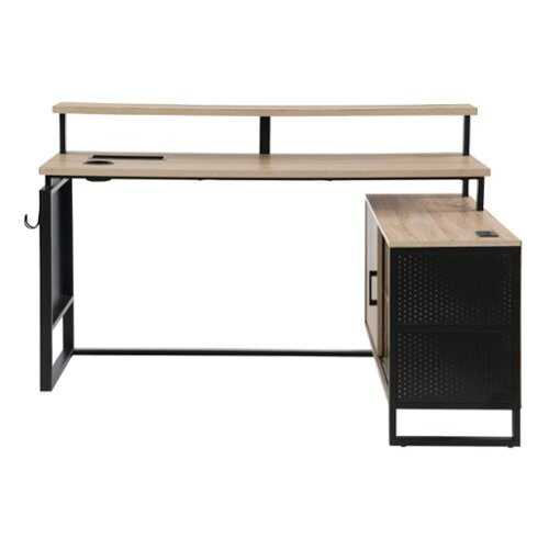 Rent to own OSP Home Furnishings - ACE L Desk with Hutch Shelf - River Oak/Black