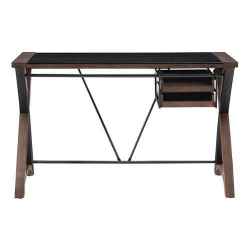 Rent to own OSP Home Furnishings - 48" Glass Top Desk with Storage - Cherry