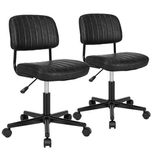 Rent to own Costway - PU Leather Office Chair Adjustable Swivel Task Chair with Backrest (2pc) - Black