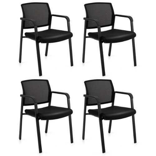 Rent to own Costway - Conference Chairs Stackable Office Guest Mesh Chairs for Waiting Room (Set of 4) - Black