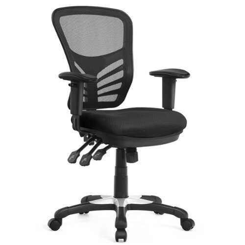 Rent to own Costway - Mesh Office Chair 3-Paddle Computer Desk Chair with Adjustable Seat - Black