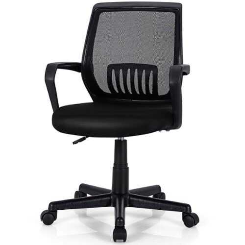 Rent to own Costway - Executive Mesh Mid-Back Office Chair with Adjustable Height and Lumbar Support - Black