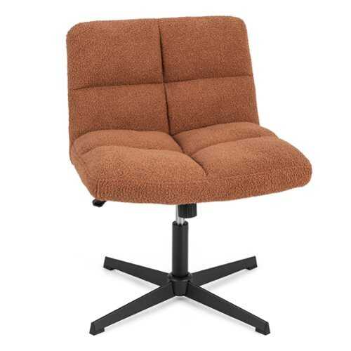 Rent to own Costway - Armless Office Desk Chair Modern Swivel Vanity Chair with Adjustable Height - Brown