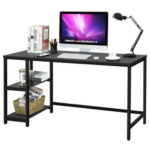 Rent to own Costway - 55" Computer Desk Office Study Table Workstation Home with Adjustable Shelf - Black