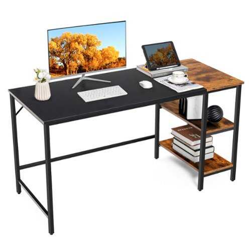 Rent to own Costway - 55" Computer Desk Writing Workstation Study Table Home Office with Bookshelf - Black