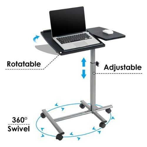 Rent to own Costway - Mobile Standing Desk Height Adjustable Sit to Stand Laptop Desk - Silver/Black