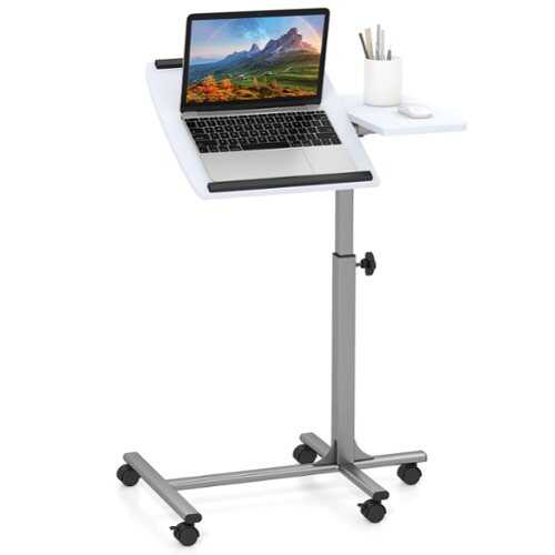 Rent to own Costway - Height Adjustable Mobile Standing Desk - White