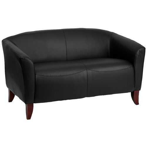 Rent to own Alamont Home - Hercules Imperial Contemporary 2-seat Leather/Faux Leather Reception Loveseat - Black