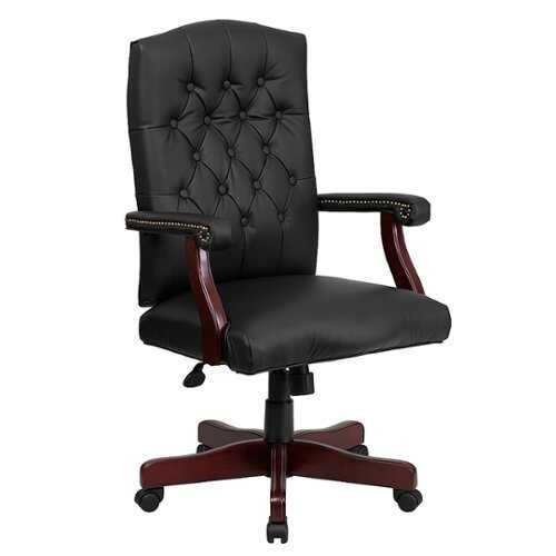 Rent to own Alamont Home - Martha Washington Traditional Leather/Faux Leather Executive Swivel Office Chair - Black LeatherSoft
