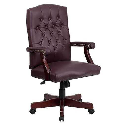 Rent to own Alamont Home - Martha Washington Traditional Leather/Faux Leather Executive Swivel Office Chair - Burgundy LeatherSoft