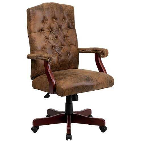 Rent to own Alamont Home - Derrick Traditional Fabric Swivel Office Chair - Bomber Brown Microfiber